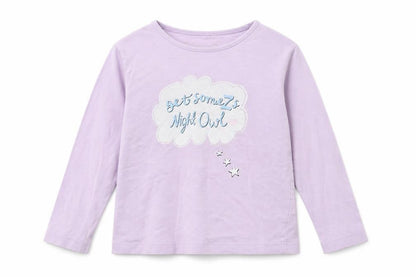 Front view of Primark girls’ purple basic t-shirt, size 5-6, years