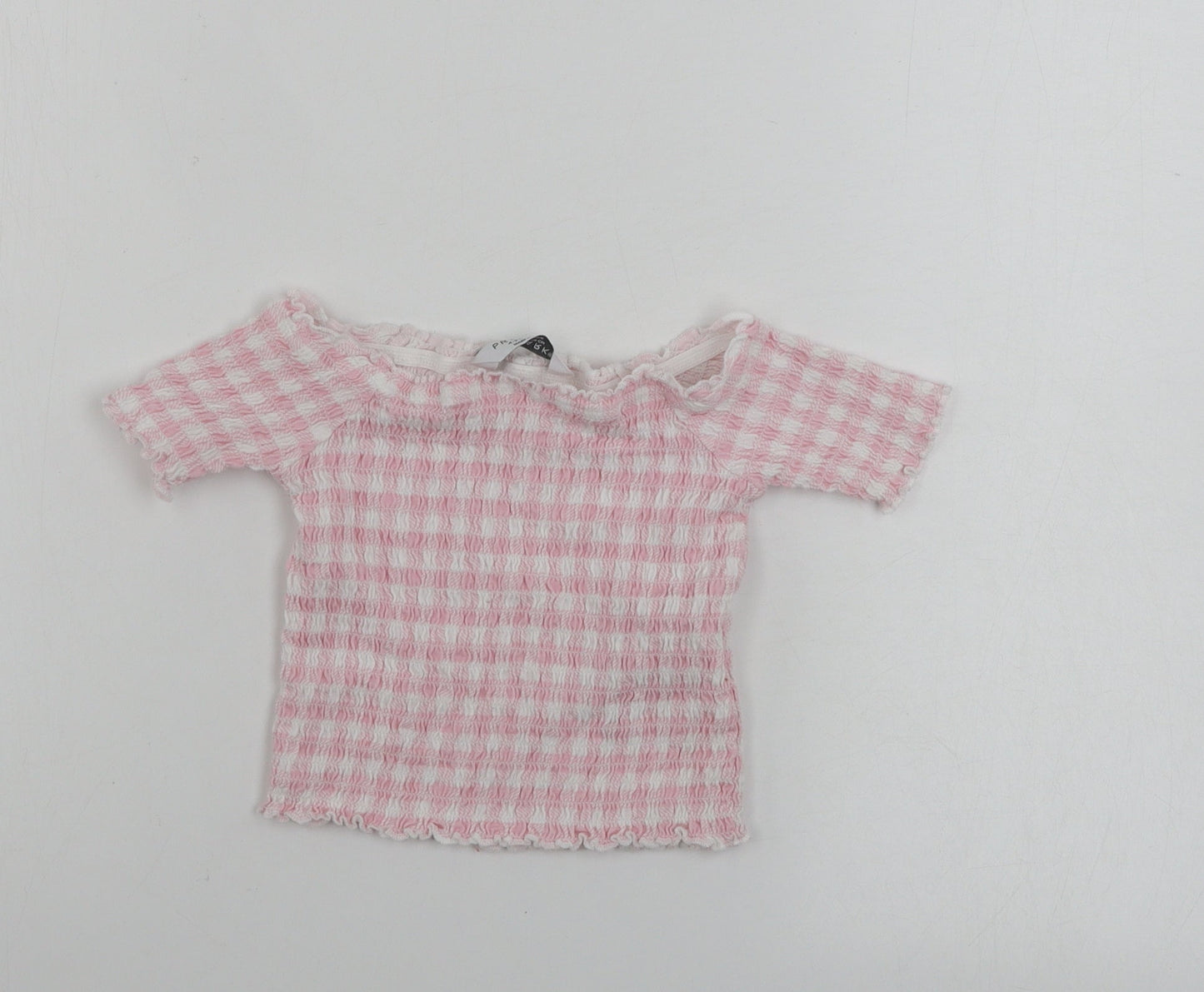 Primark  Girls White Striped  Cropped T-Shirt Size 5-6 Years