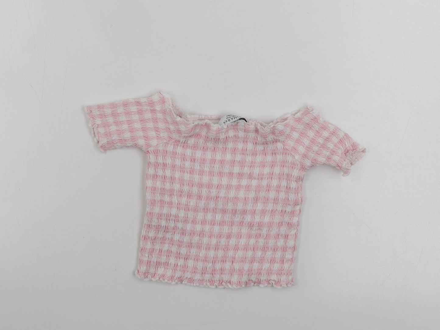 Primark  Girls White Striped  Cropped T-Shirt Size 5-6 Years