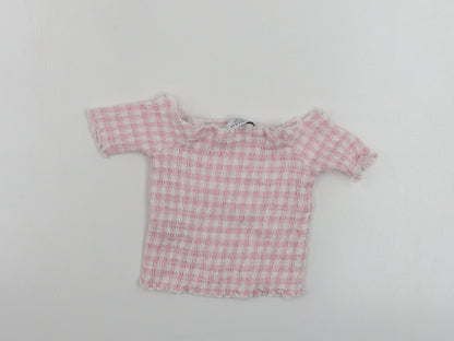 Primark  Girls White Striped  Cropped T-Shirt Size 5-6 Years
