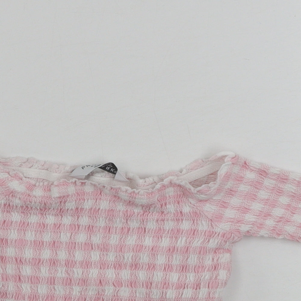 Primark  Girls White Striped  Cropped T-Shirt Size 5-6 Years