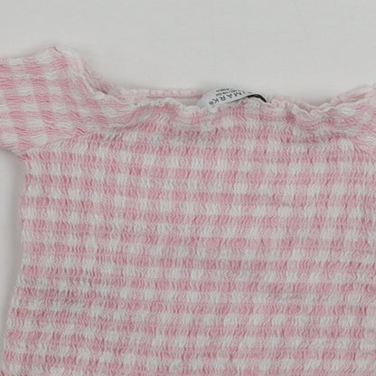 Primark  Girls White Striped  Cropped T-Shirt Size 5-6 Years
