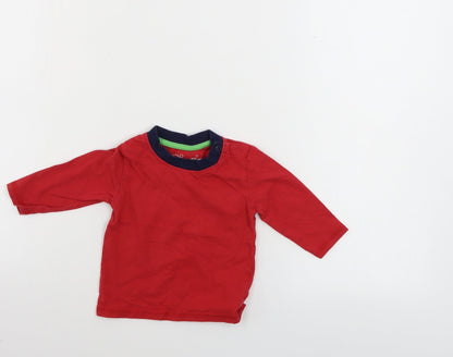 Additional front view of Hullabaloo boys’ red basic t-shirt, size 9-12, months