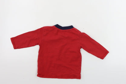 Back view of Hullabaloo boys’ red basic t-shirt, size 9-12, months