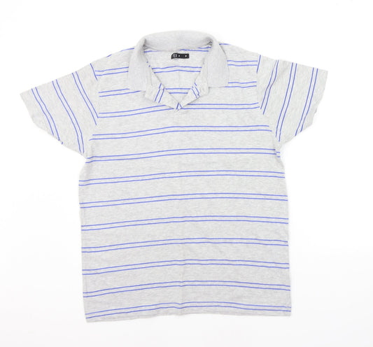 TEX Mens Grey Striped   Polo Size M