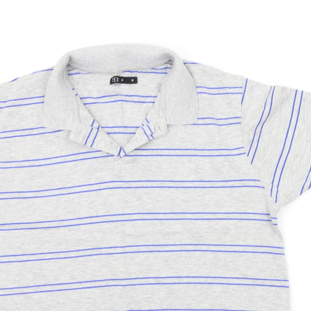 TEX Mens Grey Striped   Polo Size M