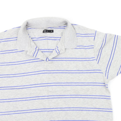 TEX Mens Grey Striped   Polo Size M