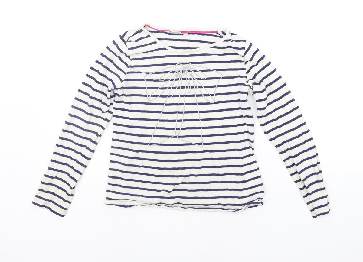 Additional front view of Matalan girls’ white striped basic t-shirt, size 8-9, years