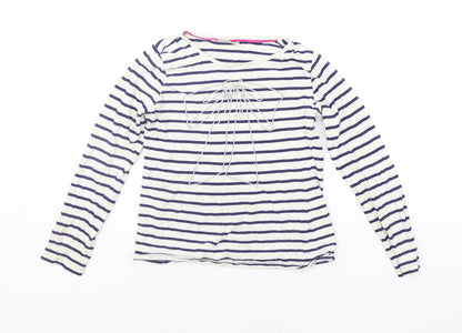 Additional front view of Matalan girls’ white striped basic t-shirt, size 8-9, years