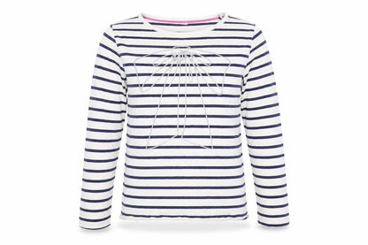 Front view of Matalan girls’ white striped basic t-shirt, size 8-9, years