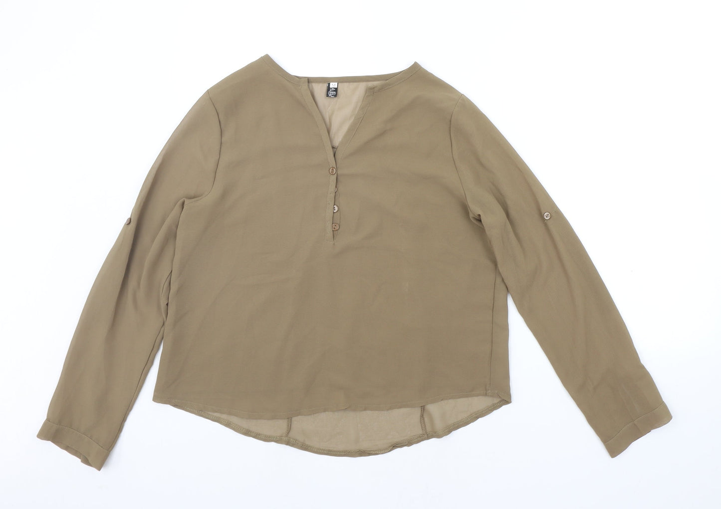 Womens UK Size M Preworn Green Basic Button-Up