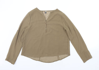Womens UK Size M Preworn Green Basic Button-Up