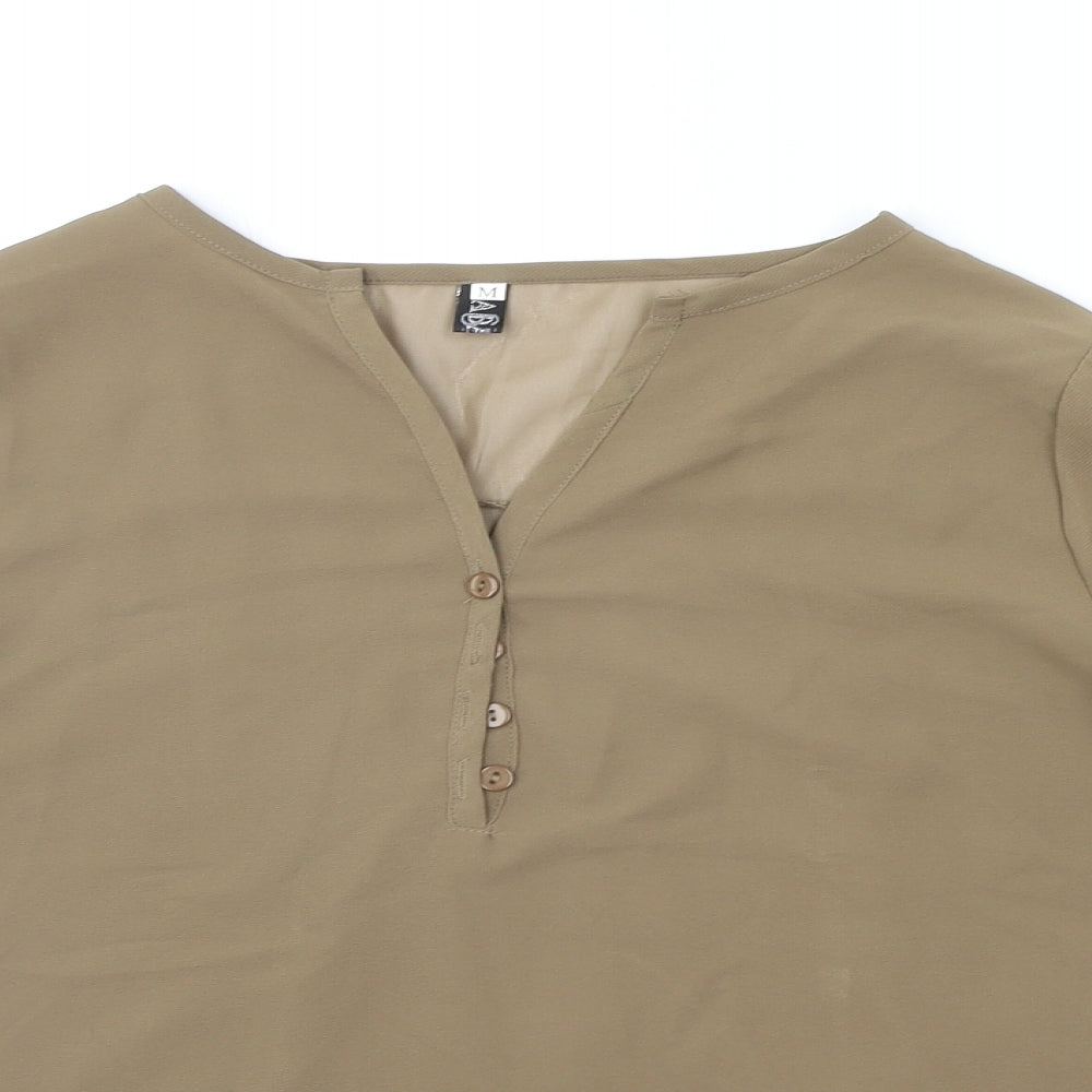 Womens UK Size M Preworn Green Basic Button-Up