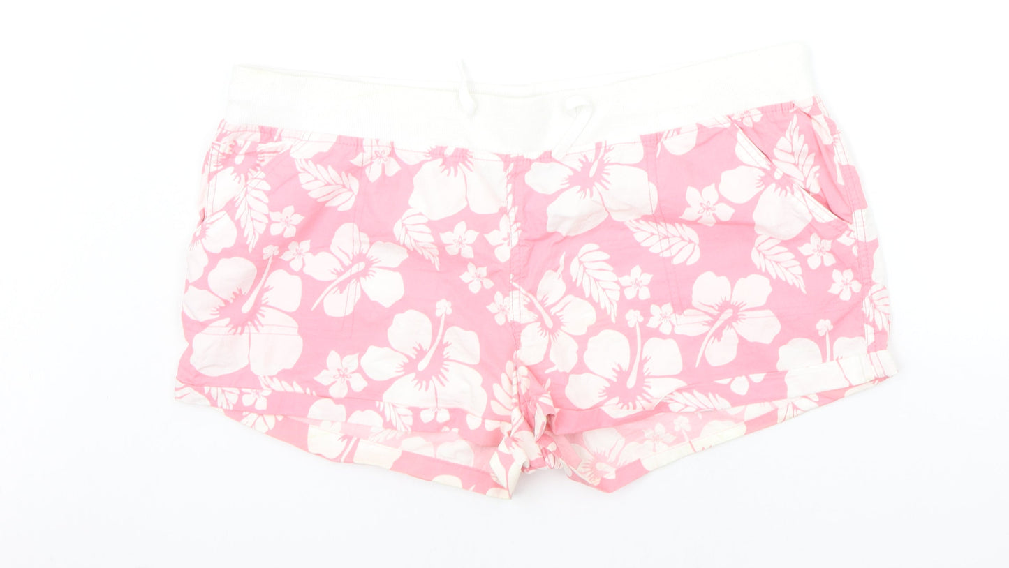 Denim & Co. Womens Pink Floral  Cut-Off Shorts Size 20