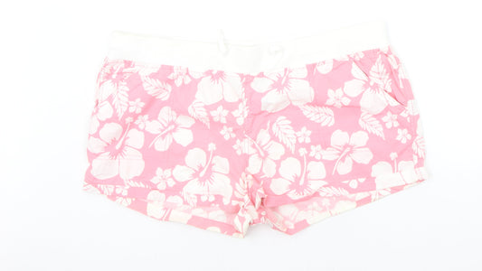 Denim & Co. Womens Pink Floral  Cut-Off Shorts Size 20