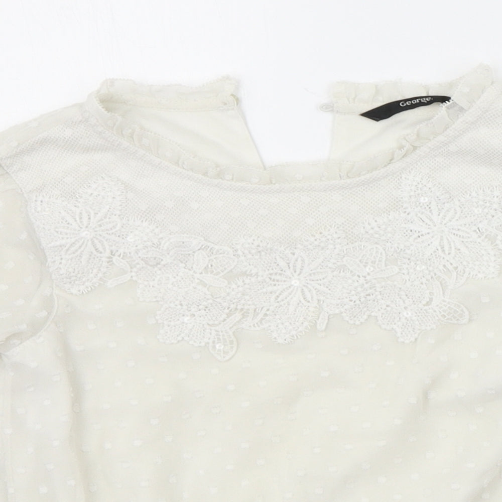 George Girls White   Basic Button-Up Size 7-8 Years