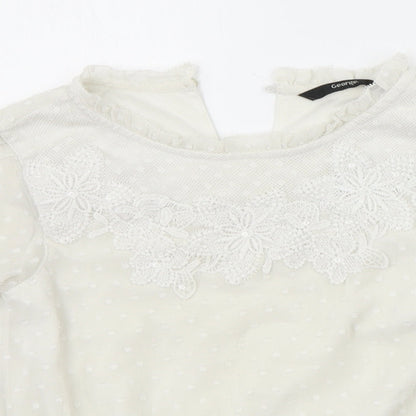 George Girls White   Basic Button-Up Size 7-8 Years