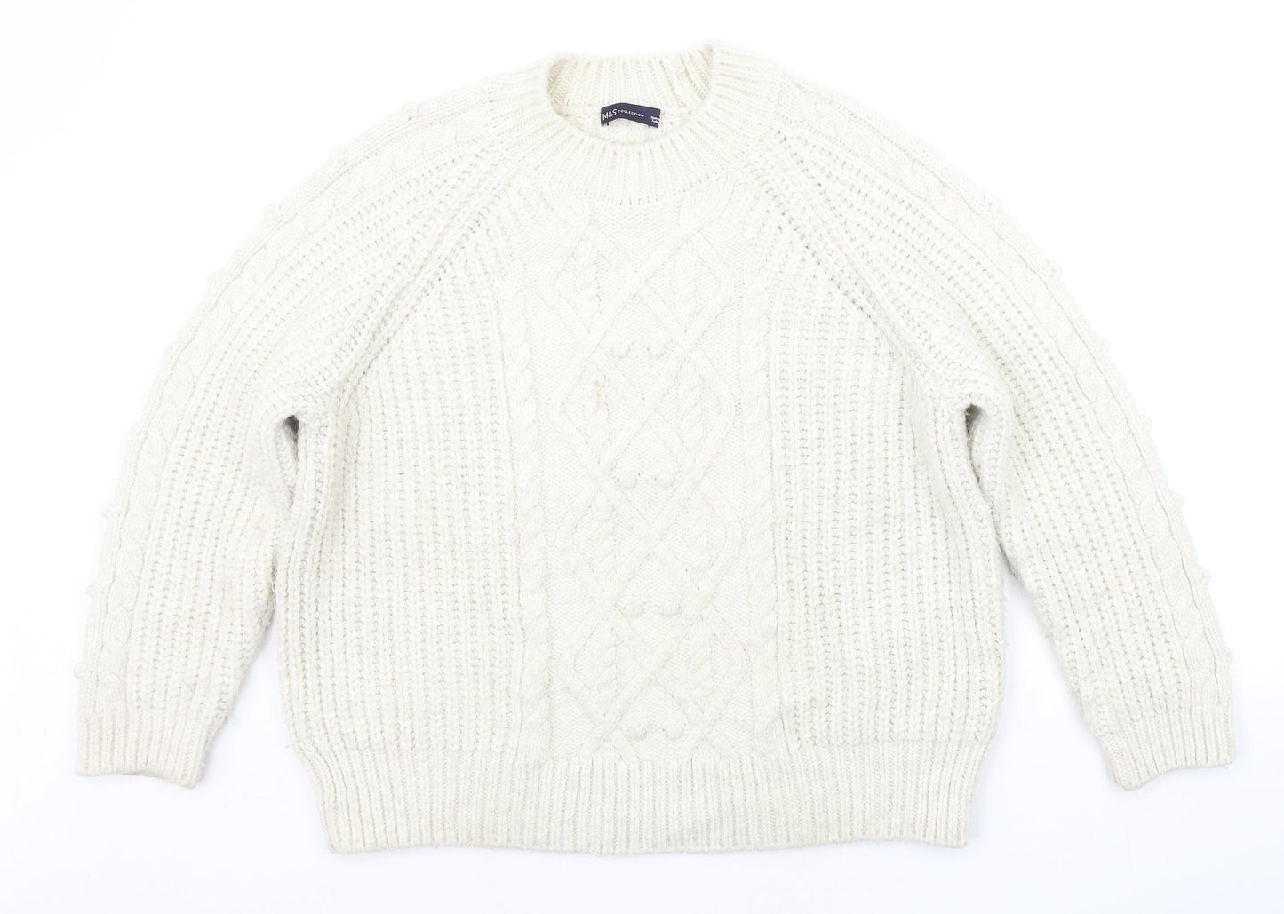 Womens UK Size L Marks and Spencer White Pullover Jumper