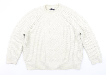 Womens UK Size L Marks and Spencer White Pullover Jumper
