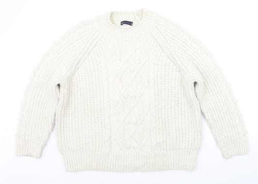 Womens UK Size L Marks and Spencer White Pullover Jumper