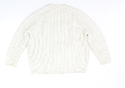 Womens UK Size L Marks and Spencer White Pullover Jumper