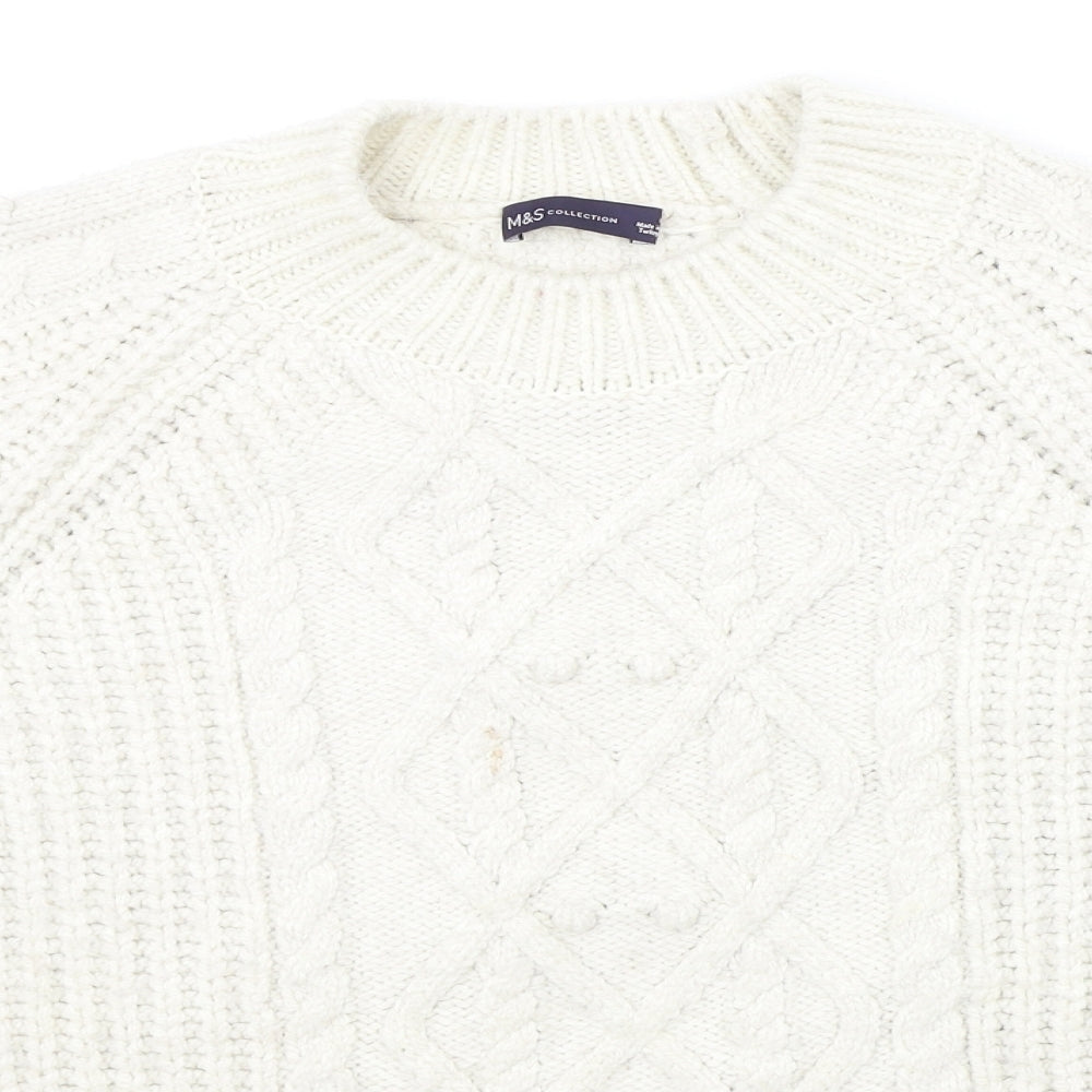 Womens UK Size L Marks and Spencer White Pullover Jumper