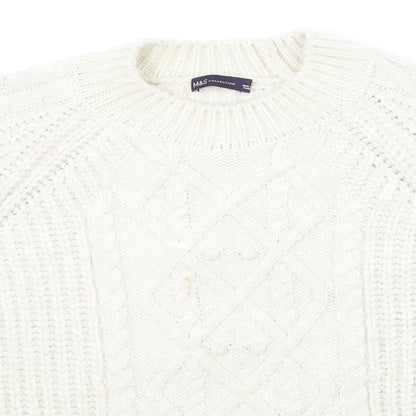 Womens UK Size L Marks and Spencer White Pullover Jumper