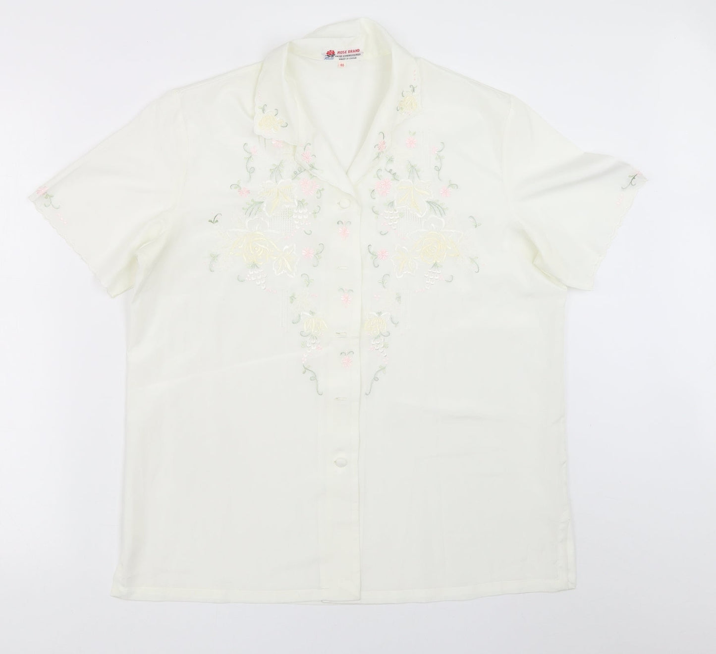Rose Brand Womens White   Basic Button-Up Size 40