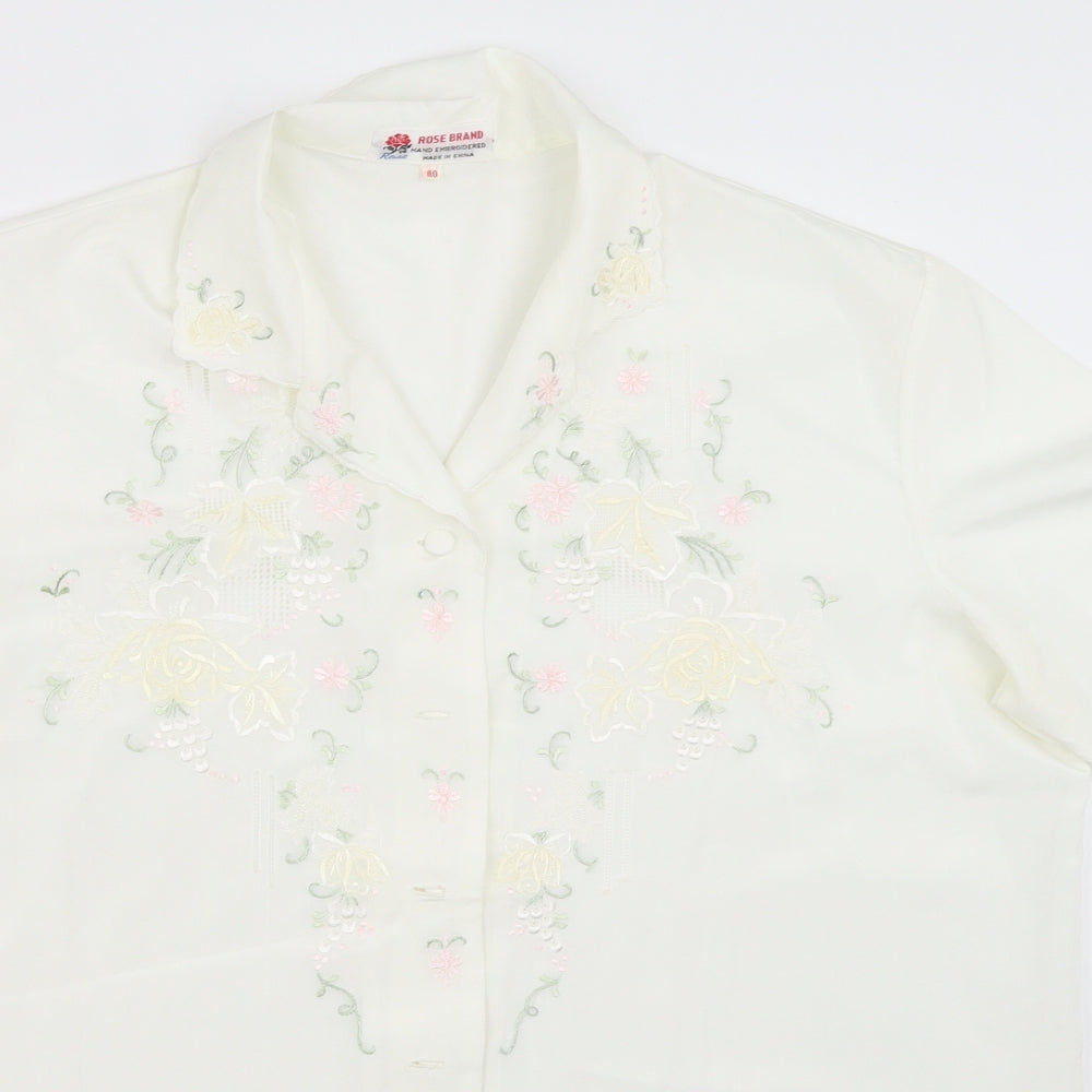 Rose Brand Womens White   Basic Button-Up Size 40