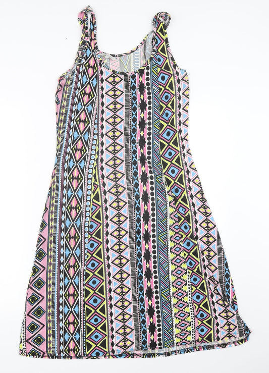 Peacocks Womens Pink Geometric  Trapeze & Swing  Size 10