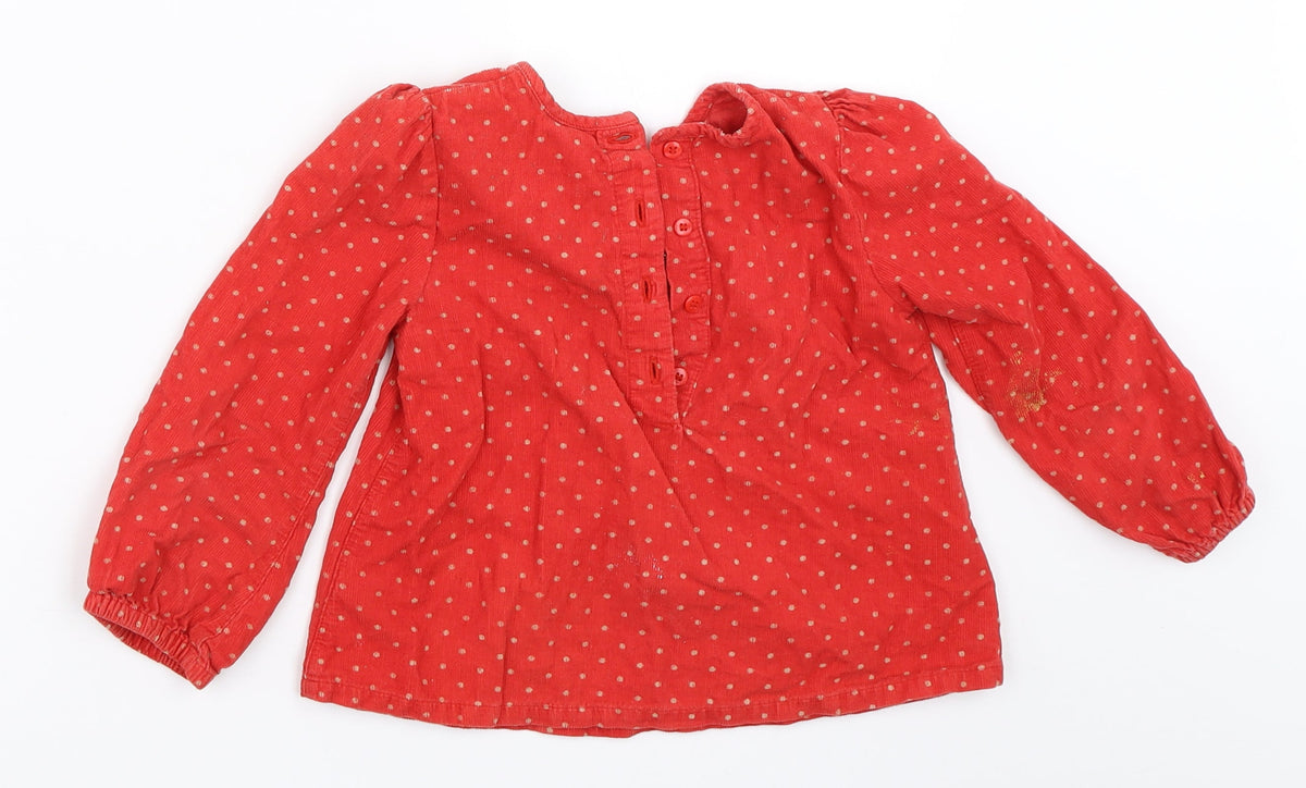 Back view of Mini Club girls’ red polka dot basic blouse, size 3-4, years
