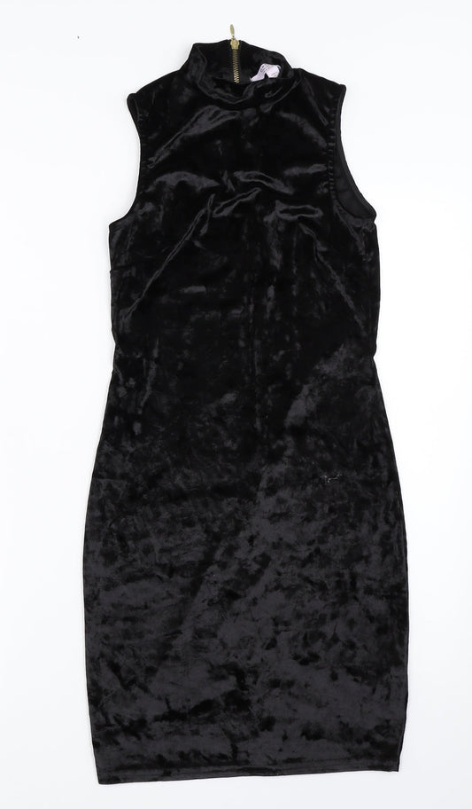 Miss Selfridge Womens Black  Velour Bodycon  Size 8