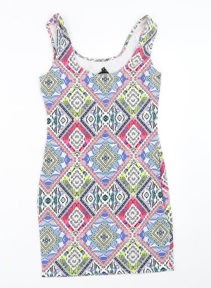 New Look Womens White Geometric  Bodycon  Size 10