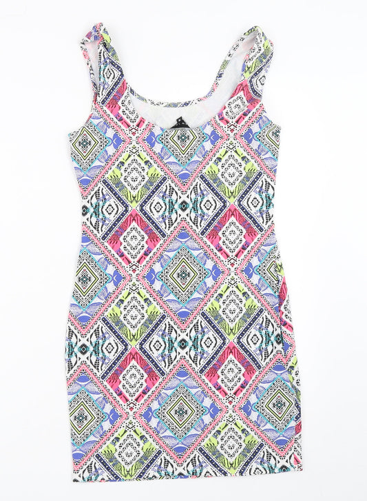 New Look Womens White Geometric  Bodycon  Size 10