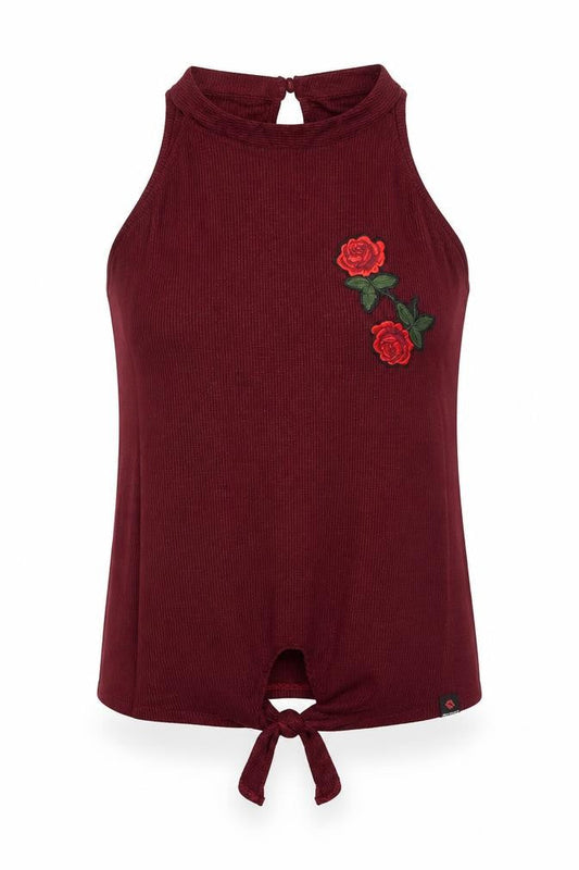 Front view of Hot Kiss women’s red basic tank, size S