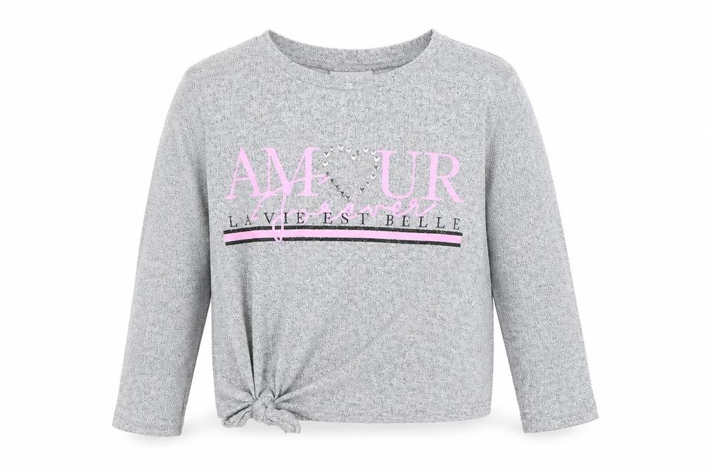 Front view of Matalan girls’ silver jumper, size 7, years