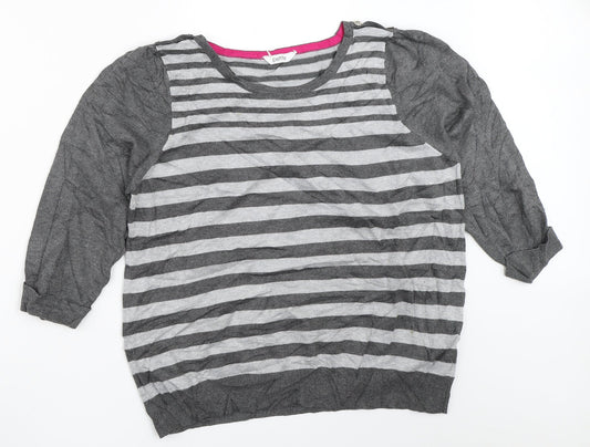 BHS Womens Grey Striped  Pullover Jumper Size 16