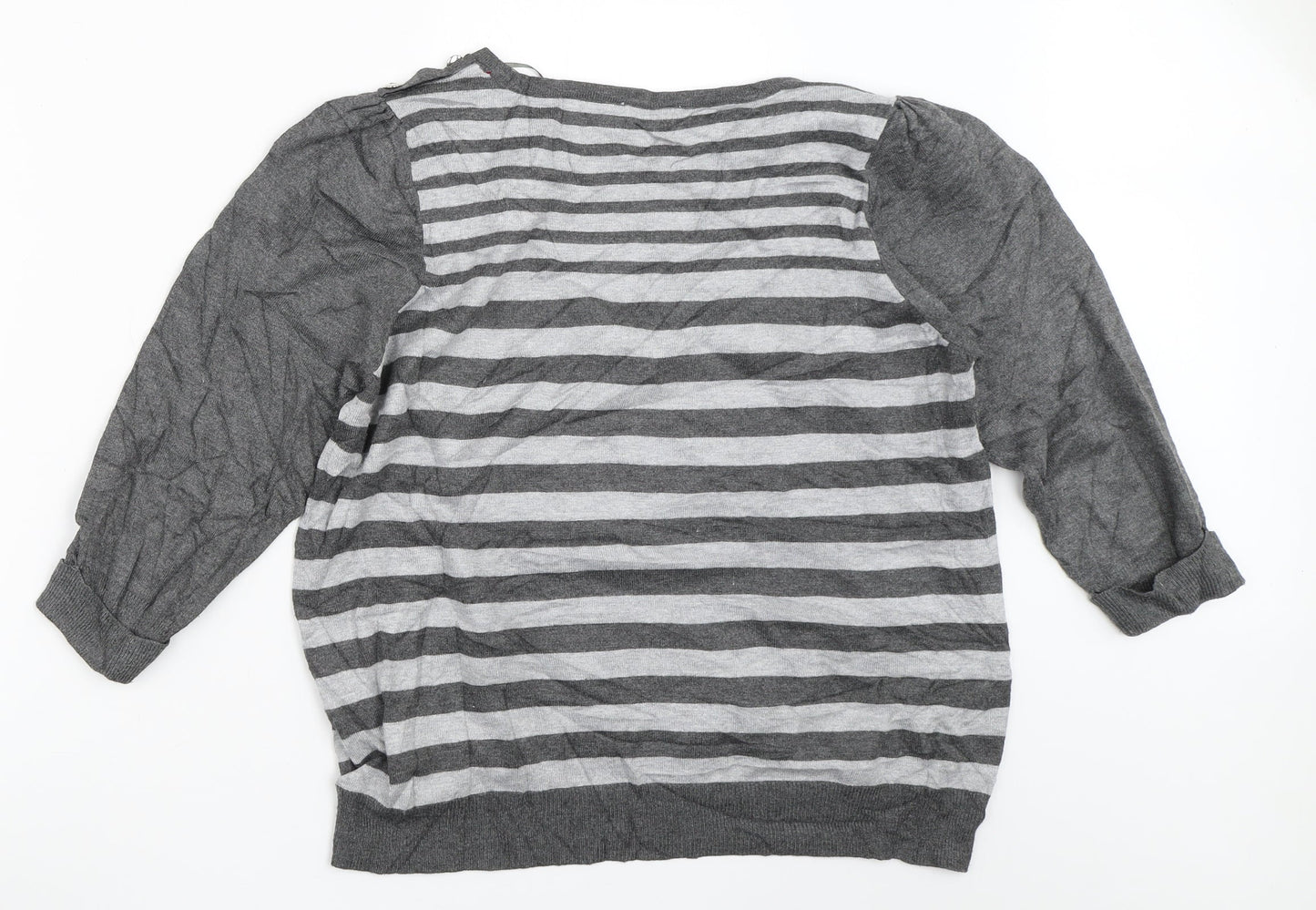 BHS Womens Grey Striped  Pullover Jumper Size 16