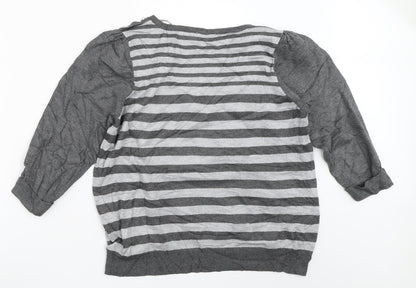 BHS Womens Grey Striped  Pullover Jumper Size 16