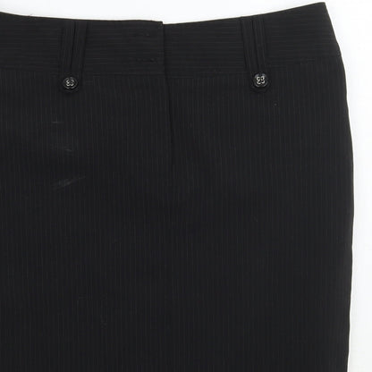 Preworn Womens Black Striped Rayon A-Line Skirt Size 12