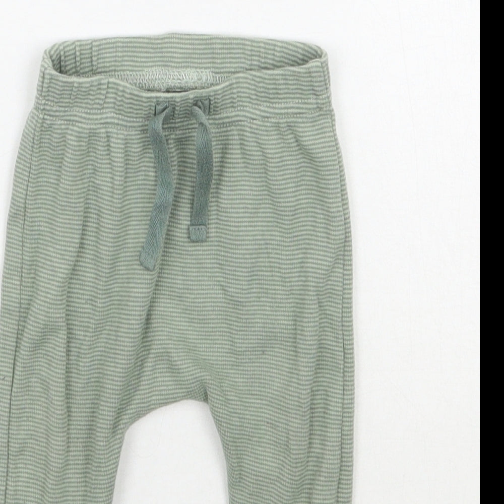 George Boys Green Striped  Sweatpants Trousers Size 0-3 Months