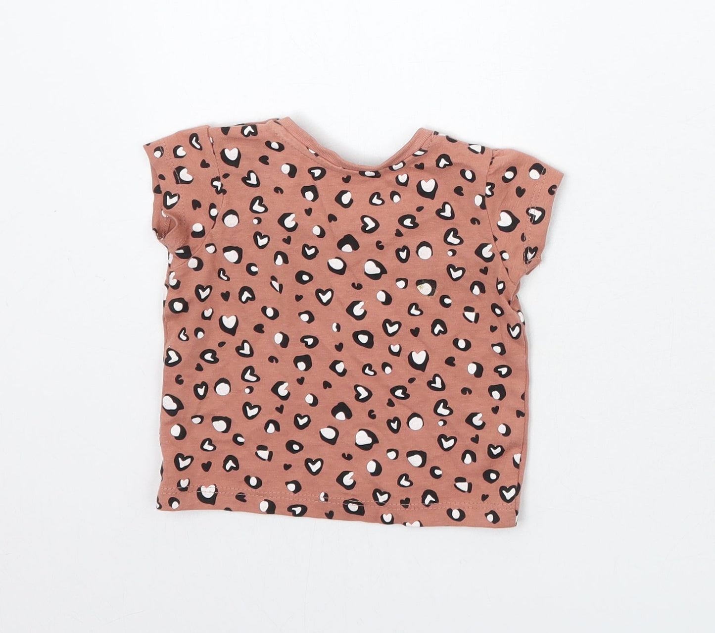 Primark Girls Pink Animal Print  Basic T-Shirt Size 0-3 Months