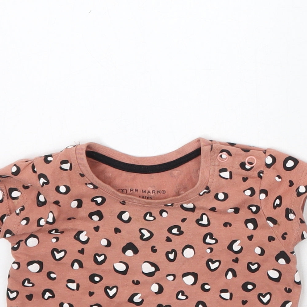 Primark Girls Pink Animal Print  Basic T-Shirt Size 0-3 Months