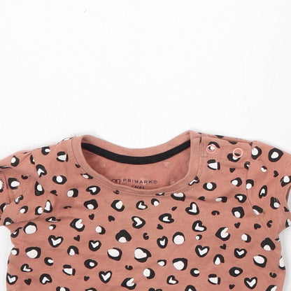 Primark Girls Pink Animal Print  Basic T-Shirt Size 0-3 Months