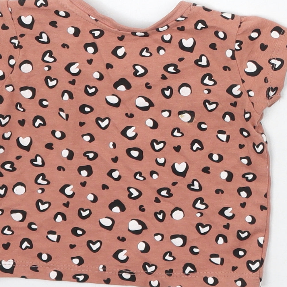 Primark Girls Pink Animal Print  Basic T-Shirt Size 0-3 Months
