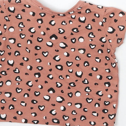 Primark Girls Pink Animal Print  Basic T-Shirt Size 0-3 Months