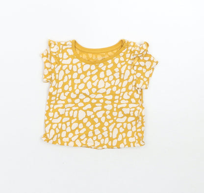Primark Girls Yellow Animal Print  Basic T-Shirt Size 0-3 Months