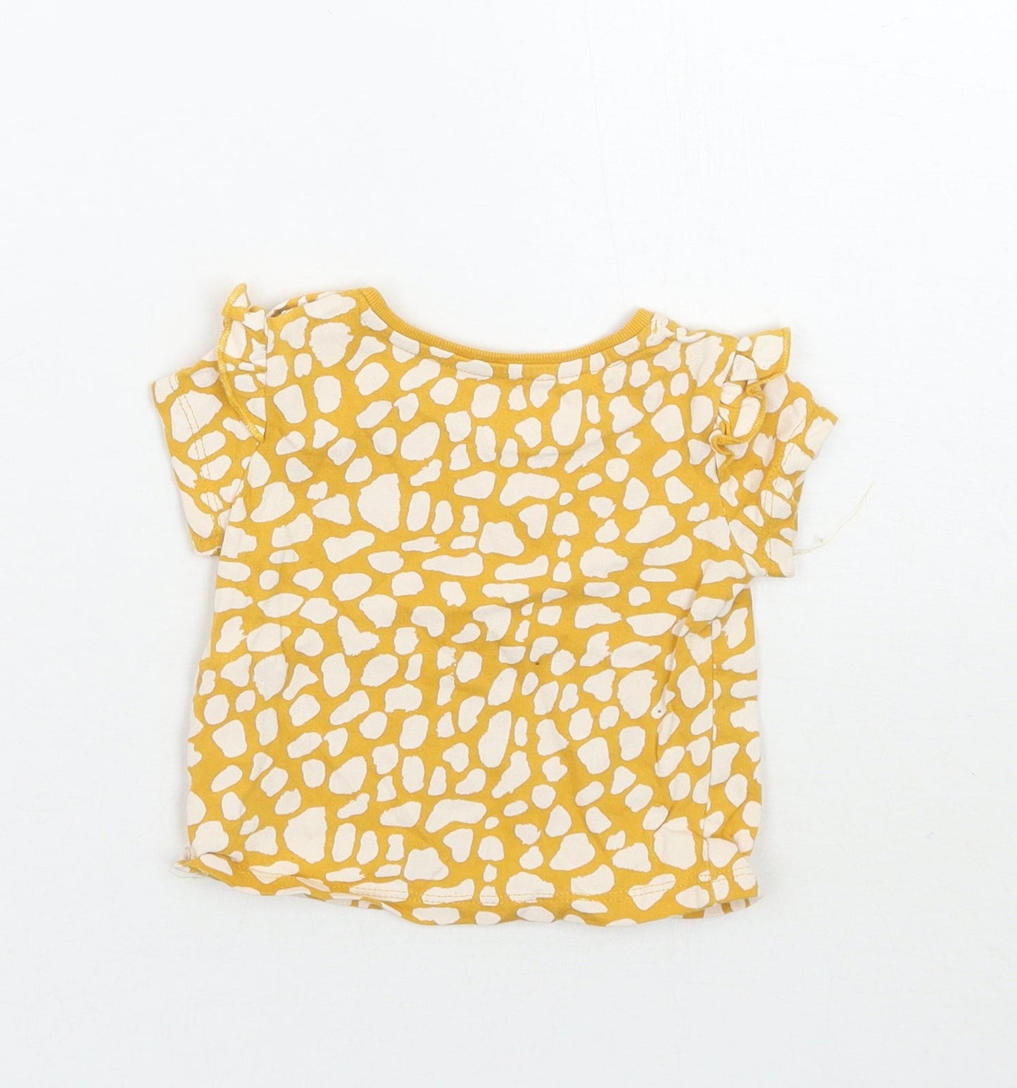 Primark Girls Yellow Animal Print  Basic T-Shirt Size 0-3 Months