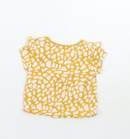Primark Girls Yellow Animal Print  Basic T-Shirt Size 0-3 Months