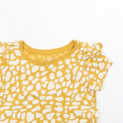 Primark Girls Yellow Animal Print  Basic T-Shirt Size 0-3 Months